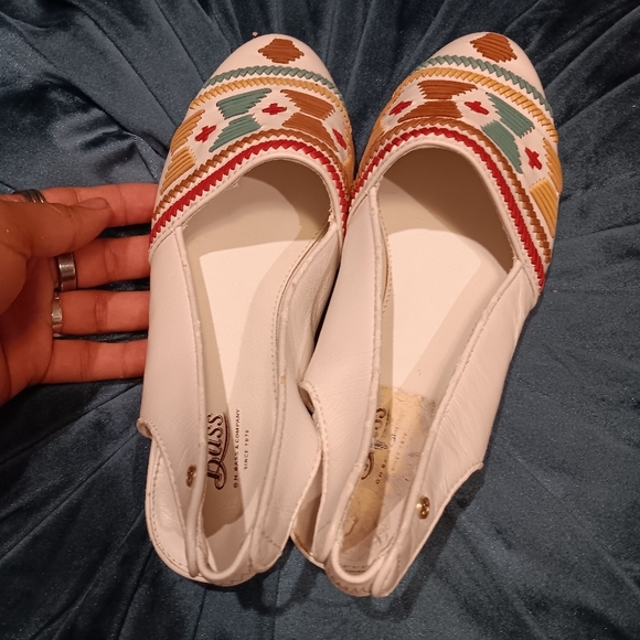 BASS HARRIET Leather SLINGBACK SANDALS White Multi Color 7 SHOES Geometry - Picture 4 of 5